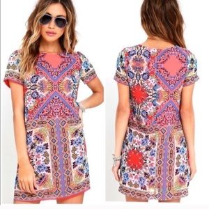 Lulu’s Coral Paisley Mini Shift Dress